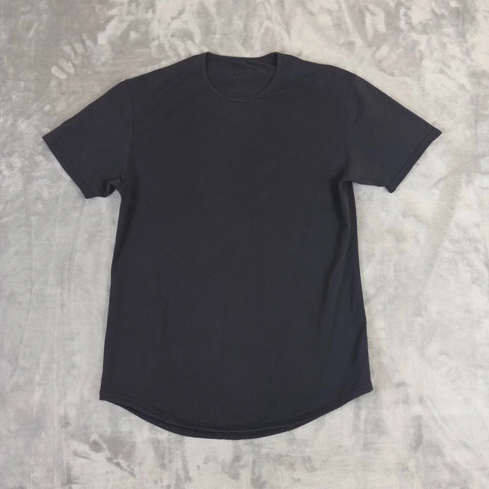 BYLT Drop Cut Shirt Mens Large Gray Short Sleeve Curved Hem Premium Tee
